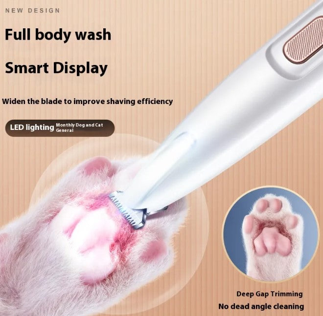 Pet Paw Trimmer with LED Light — Rechargeable & Waterproof