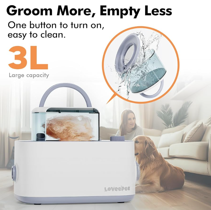 9-in-1 Pet Grooming Vacuum Kit — Built-in Hair Dryer, 3L Dust Box