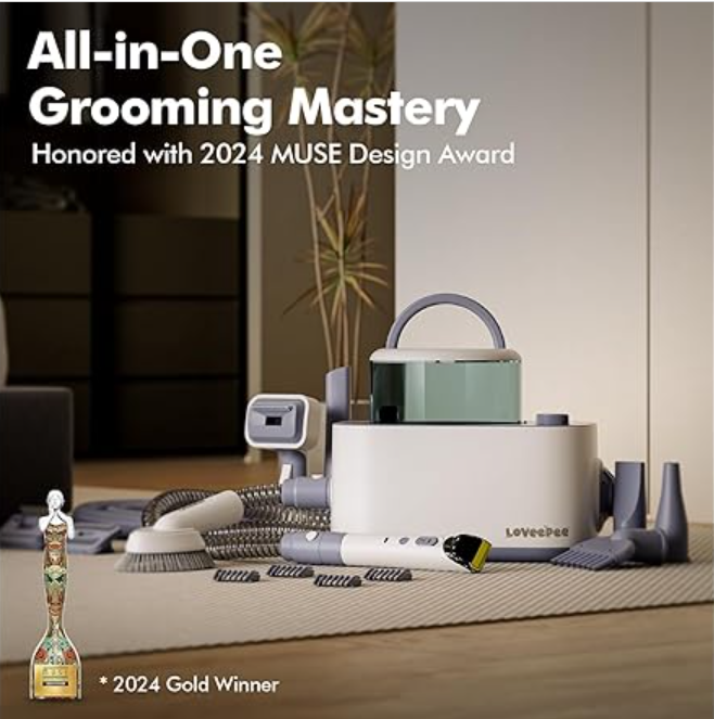 9-in-1 Pet Grooming Vacuum Kit — Built-in Hair Dryer, 3L Dust Box