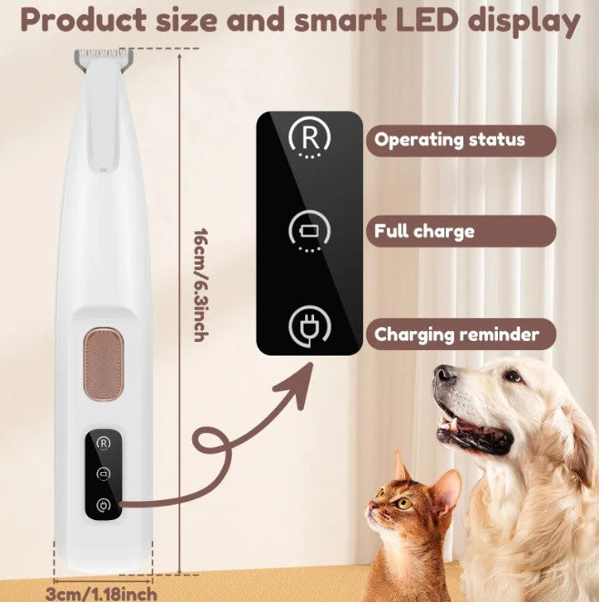 Pet Paw Trimmer with LED Light — Rechargeable & Waterproof