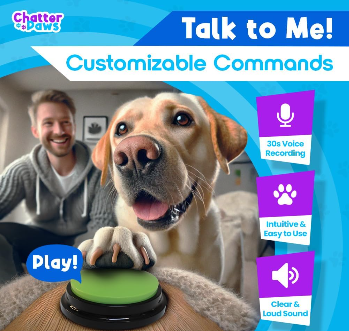 Dog Talking Button Set — 6 Pack with Mat & Scene Stickers