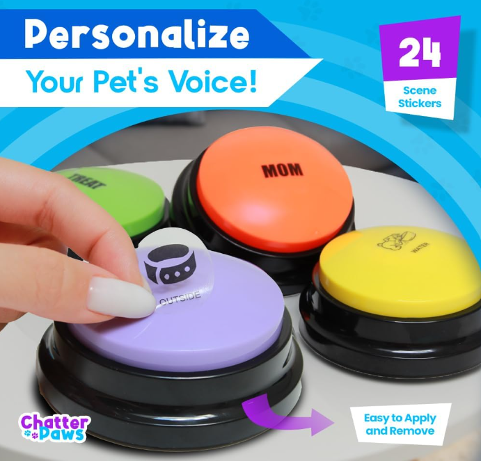 Dog Talking Button Set — 6 Pack with Mat & Scene Stickers
